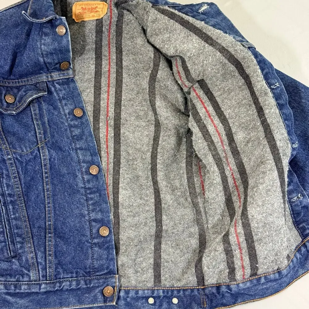 Vintage 1988 Levis 71506 Blanket Lined Denim Trucker Jacket 38L USA Workwear